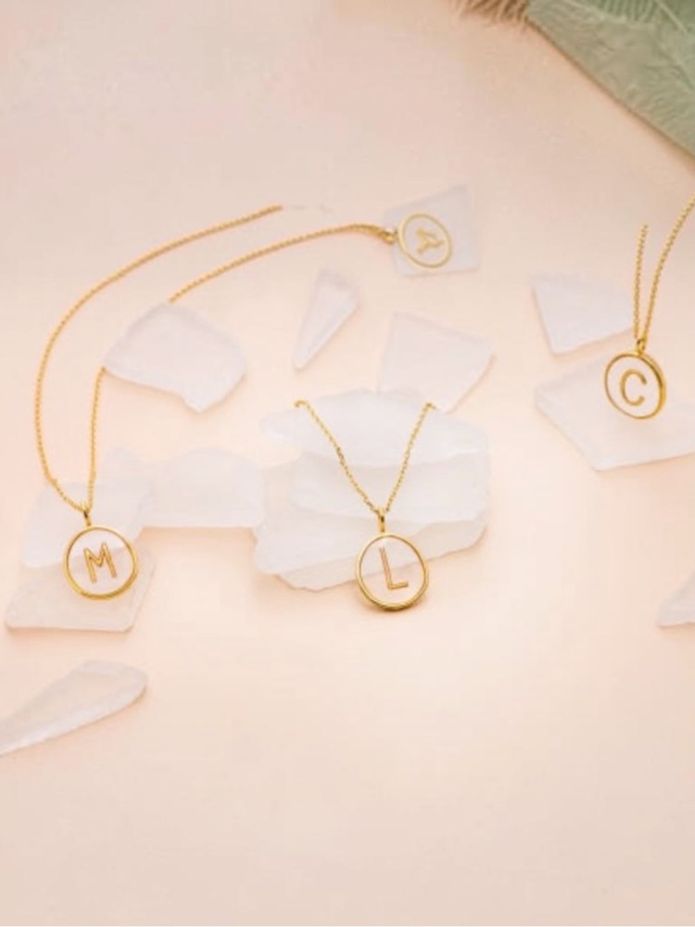 CAl Gold Classic Clear Initial Necklace - E